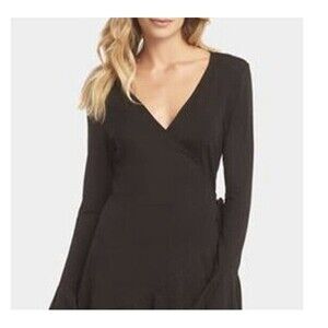 Tart Collections Jersey Wrap Mini Dress Tie Waist Black Size Medium NWT’s